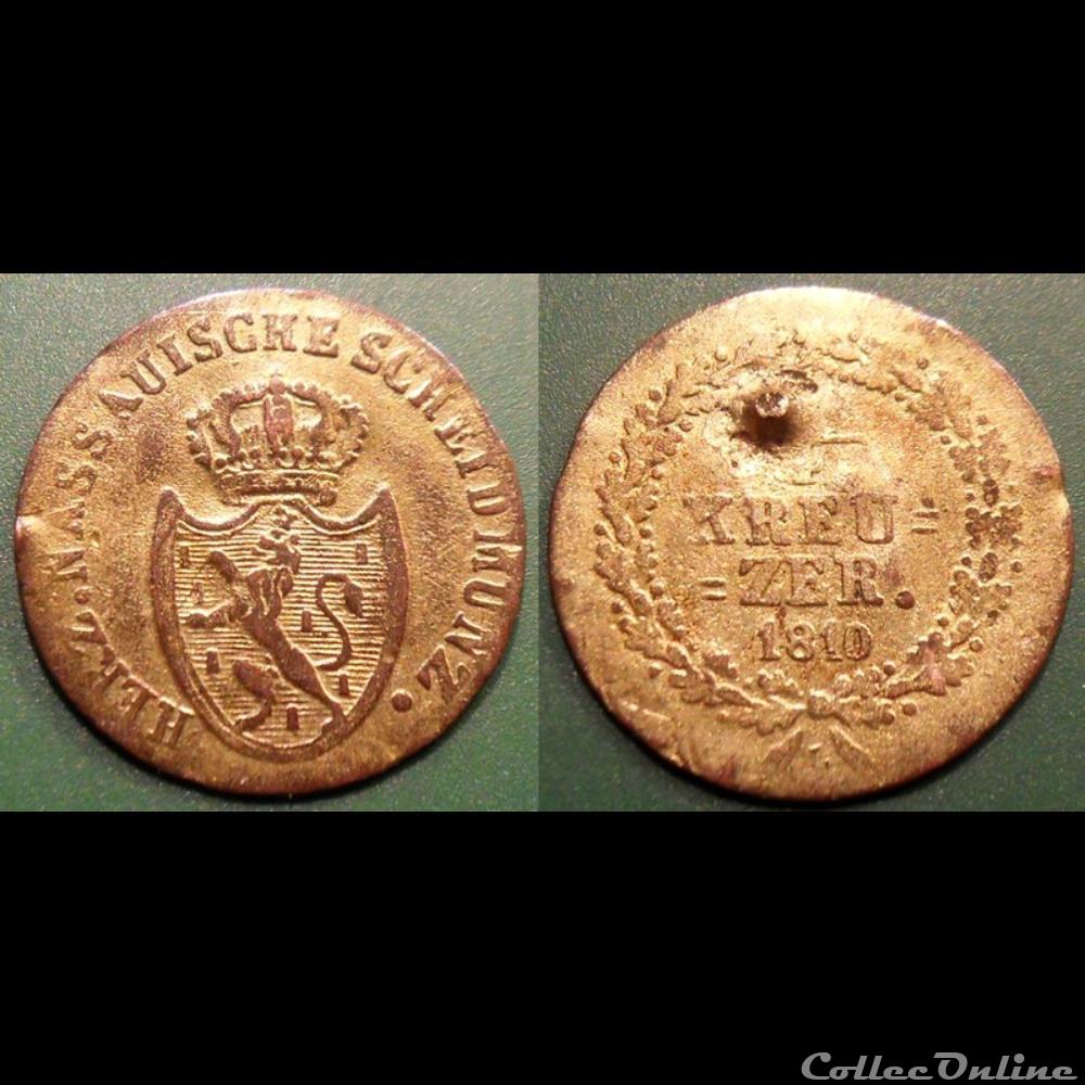 monnaie monde allemagne nassau 1 4 kreuzer 1810