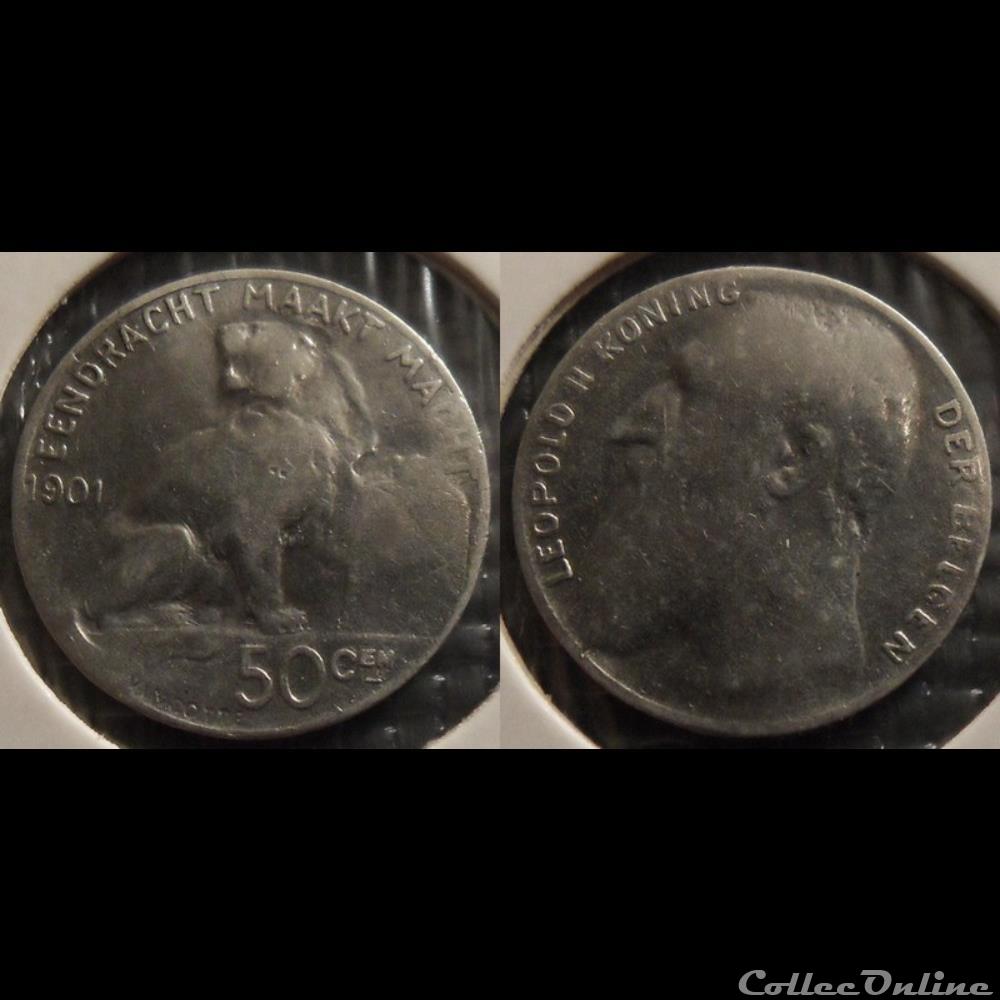 monnaie france moderne belgique 50 centimes 1901 der belgen