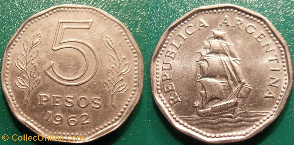 5 Pesos 1962 monnaie monde argentine 5 pesos 1962