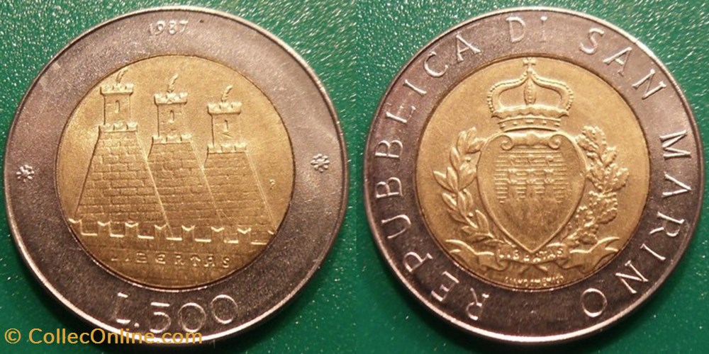 monnaie monde saint marin 500 lires 1987