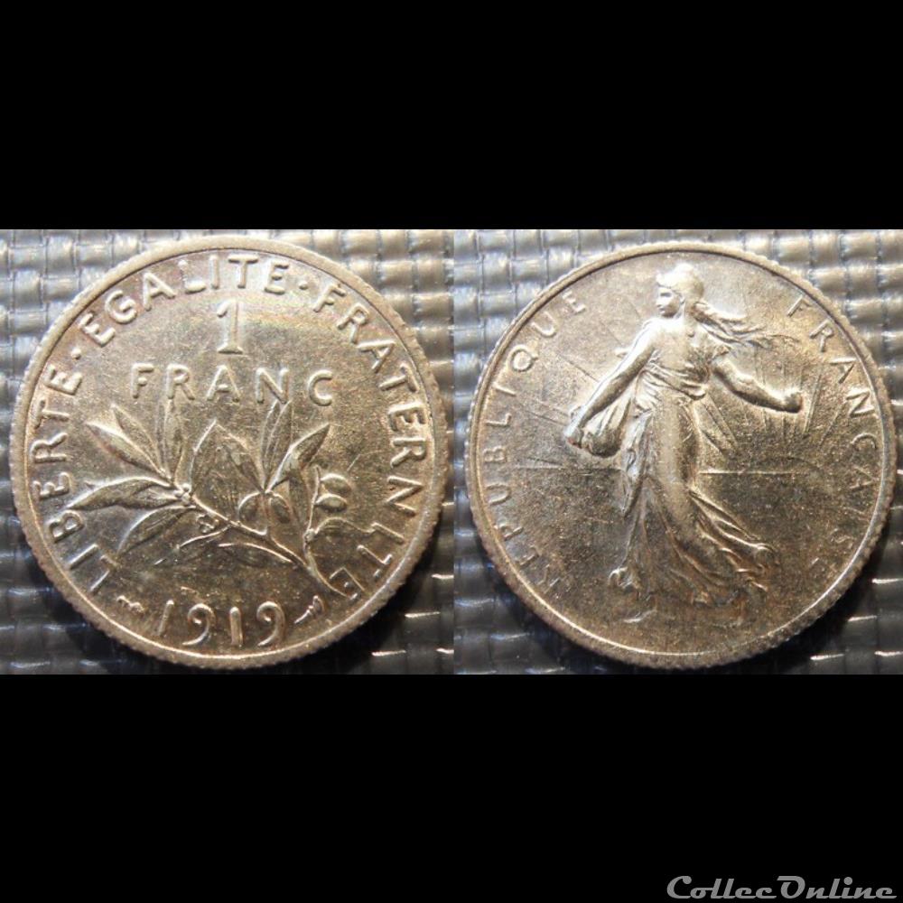 Ha 1 franc Semeuse 1919 23mm 5g monnaie france moderne ha 1 franc semeuse 1919 23mm 5g