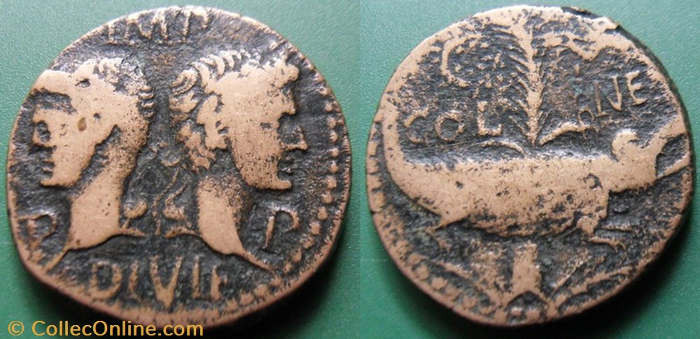 B-Julio-Claudiens Augute & Agrippa As monnaie antique av jc ap romaine republicaine imperiale b julio claudiens augute agrippa as