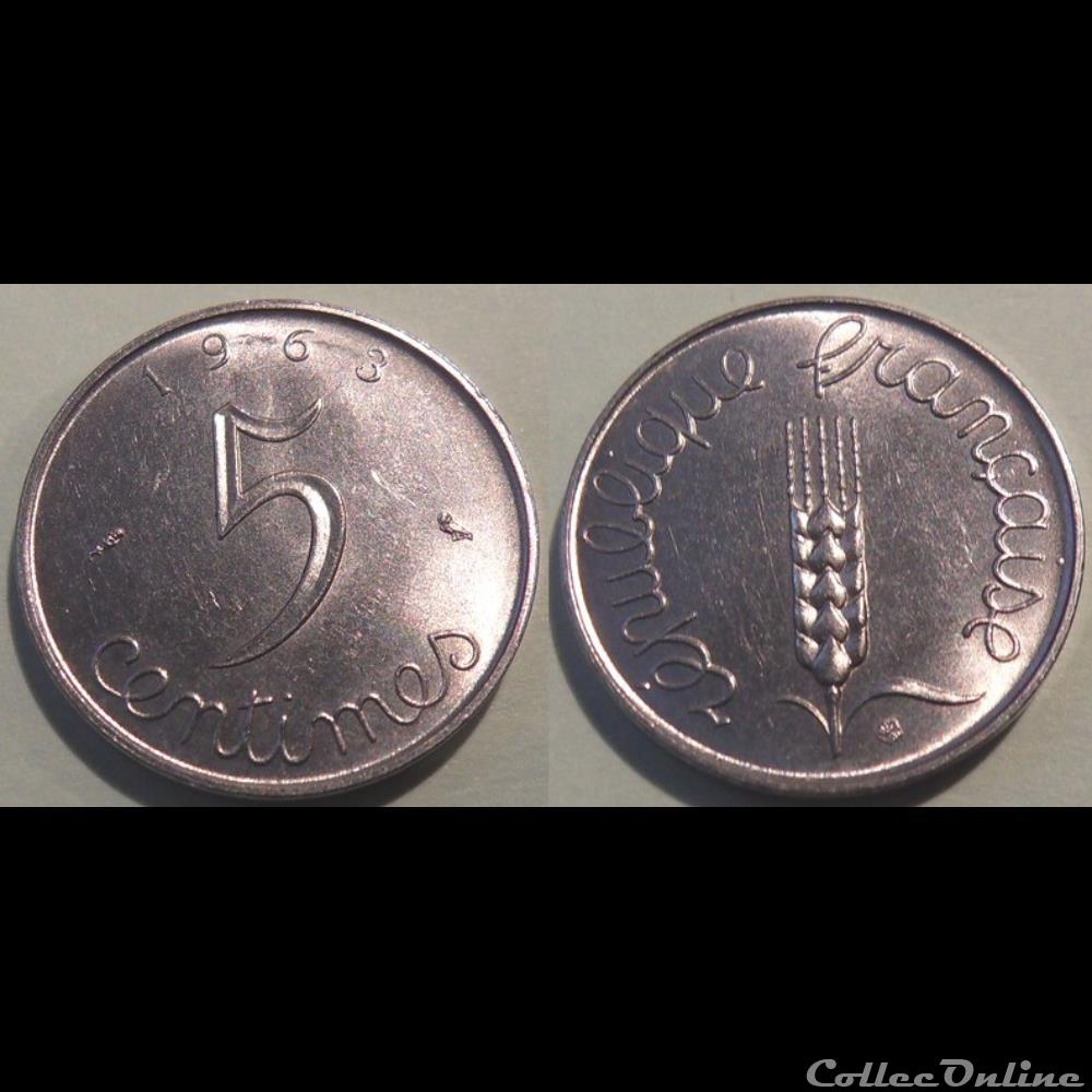 monnaie france moderne ce 5centimes epi 1963
