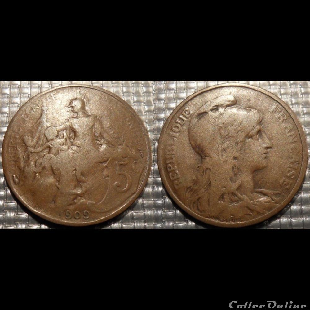 monnaie france moderne ca 5 centimes dupuis 1909