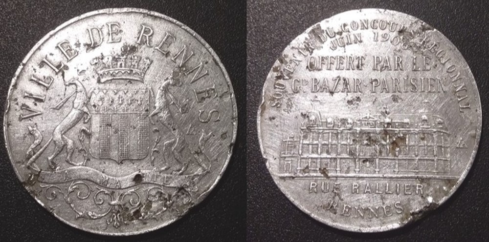 b- Jeton Ville de Rennes Le Grand Bazard Parisien monnaies paranumismatique jetons poids b jeton ville de rennes le grand bazard parisien
