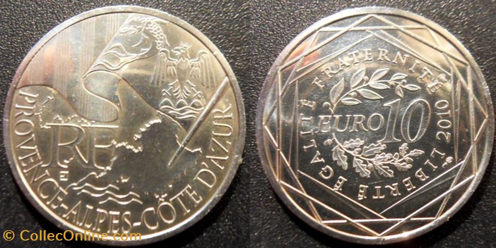 10 Euros des Régions 2010 1er type PROVENCE-ALPES-CÔTE D'AZUR monnaies monde france 10 euros des regions 2010 1er type provence alpes cote azur