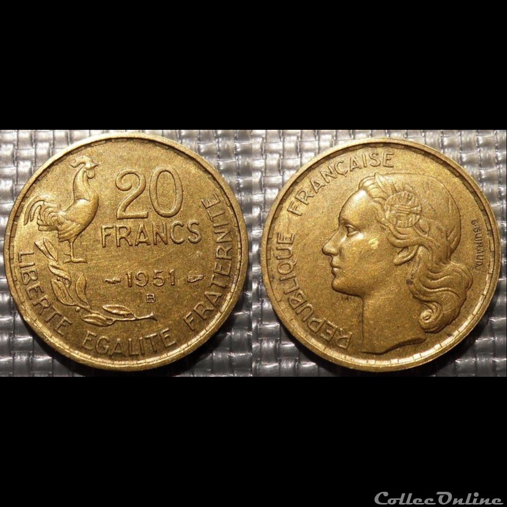 monnaie france moderne mc 20 francs g guiraud 1951 b 23 5mm 4g