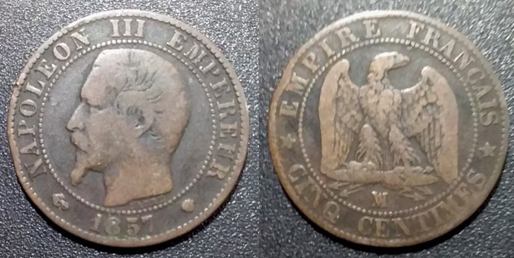 N-Napoleon III Empereur Cinq centimes non lauré 1857 MA monnaies monde france n napoleon iii empereur cinq centimes non laure 1857 ma