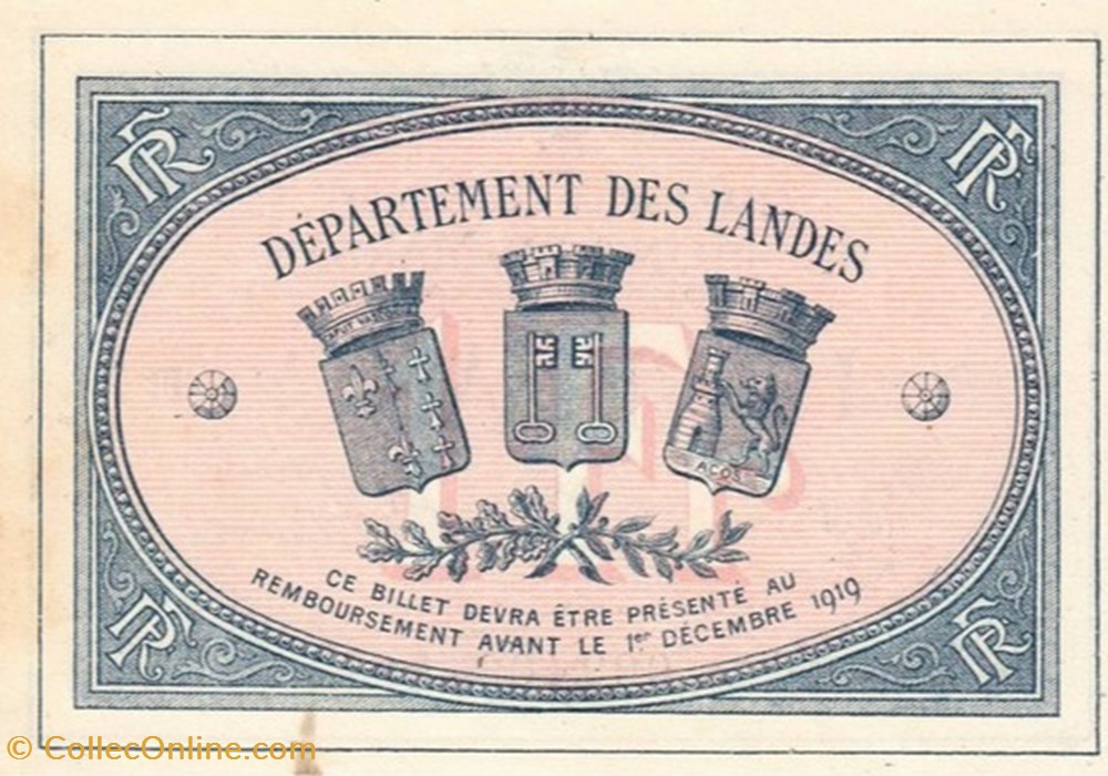 A2 1Fr. Chambre de Commerce de Mont de Marsan Délibération du 1 décembre 1914 billets europe france a2 1fr chambre de commerce de mont de marsan deliberation du 1 decembre 1914