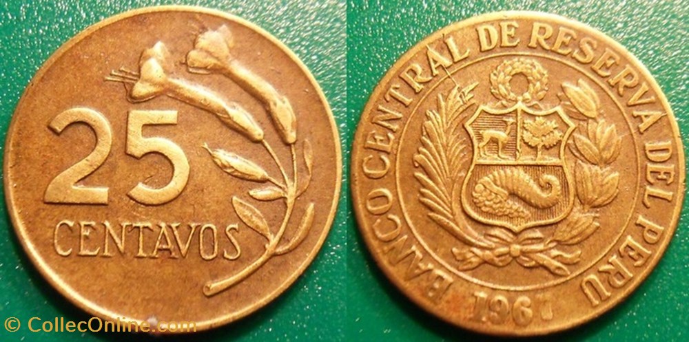 25 Centavos 1967 monnaie monde perou 25 centavos 1967