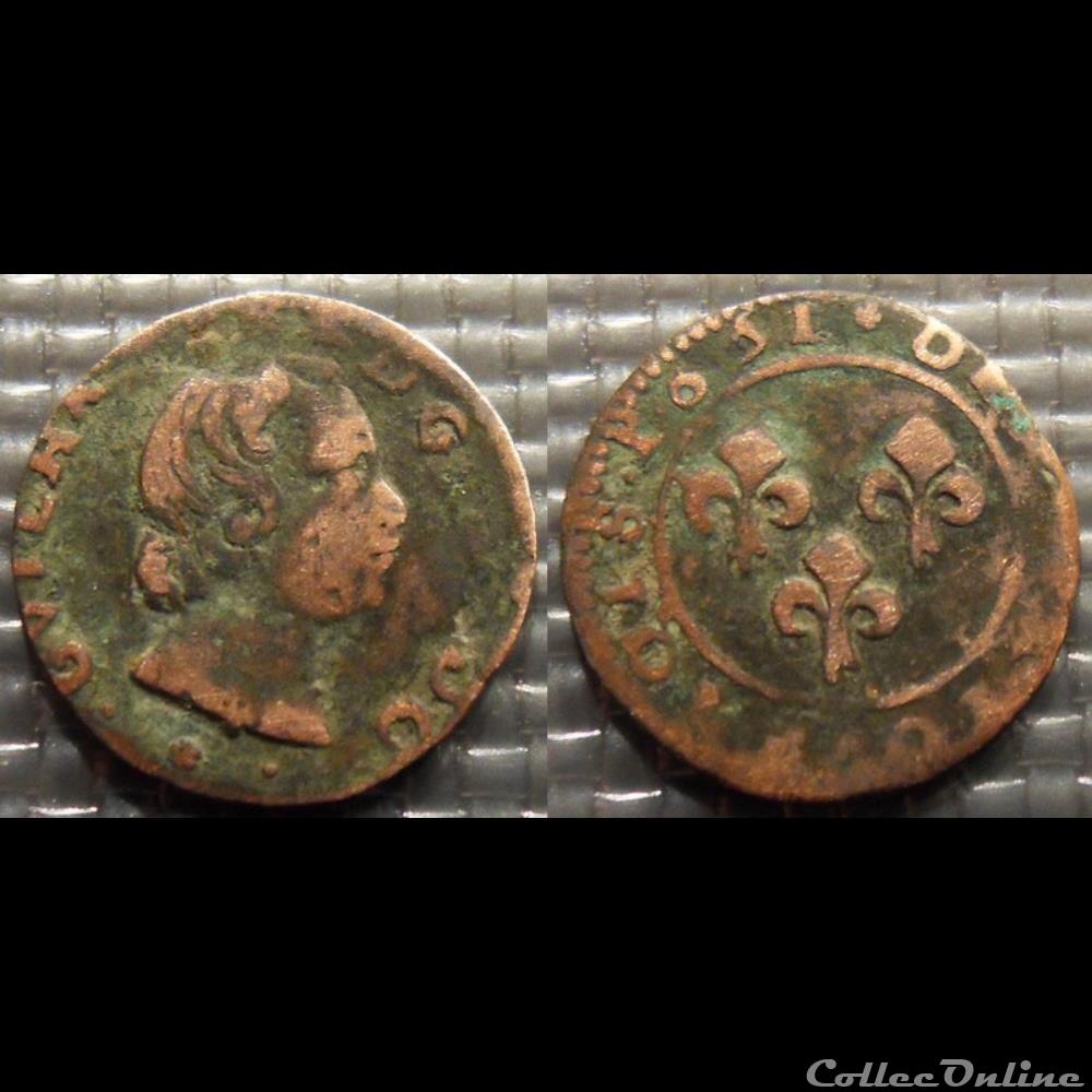 monnaie france feodale orange guillaume henri de nassau denier tournois 1651