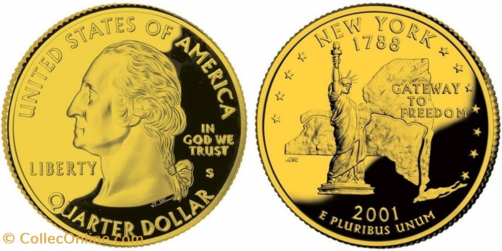 1/4 dollar doré 2001 P New York monnaies monde etats unis 1 4 dollar dore 2001 p new york