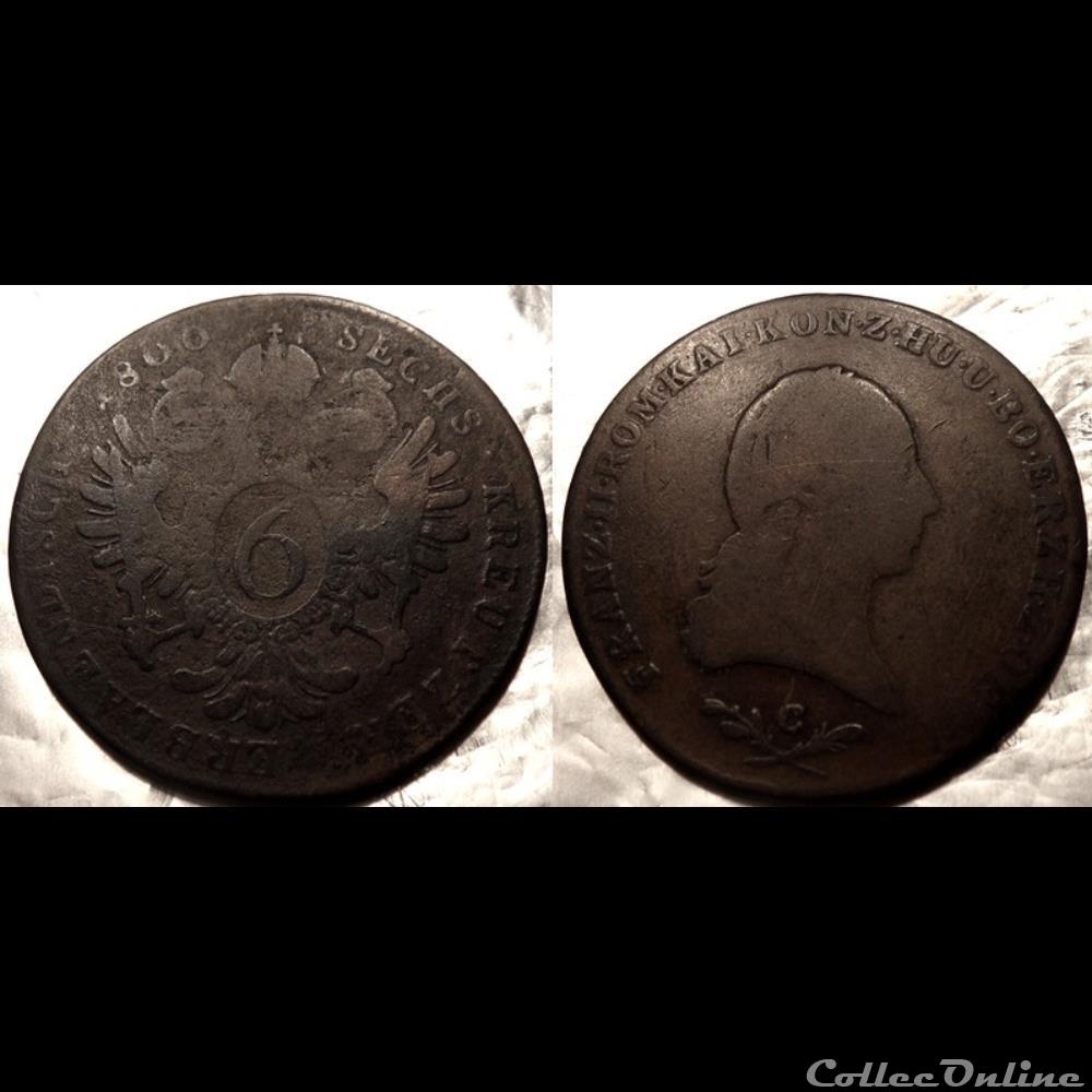 Autriche 6 Kreutzer 1800 monnaie monde moderne autriche 6 kreutzer 1800