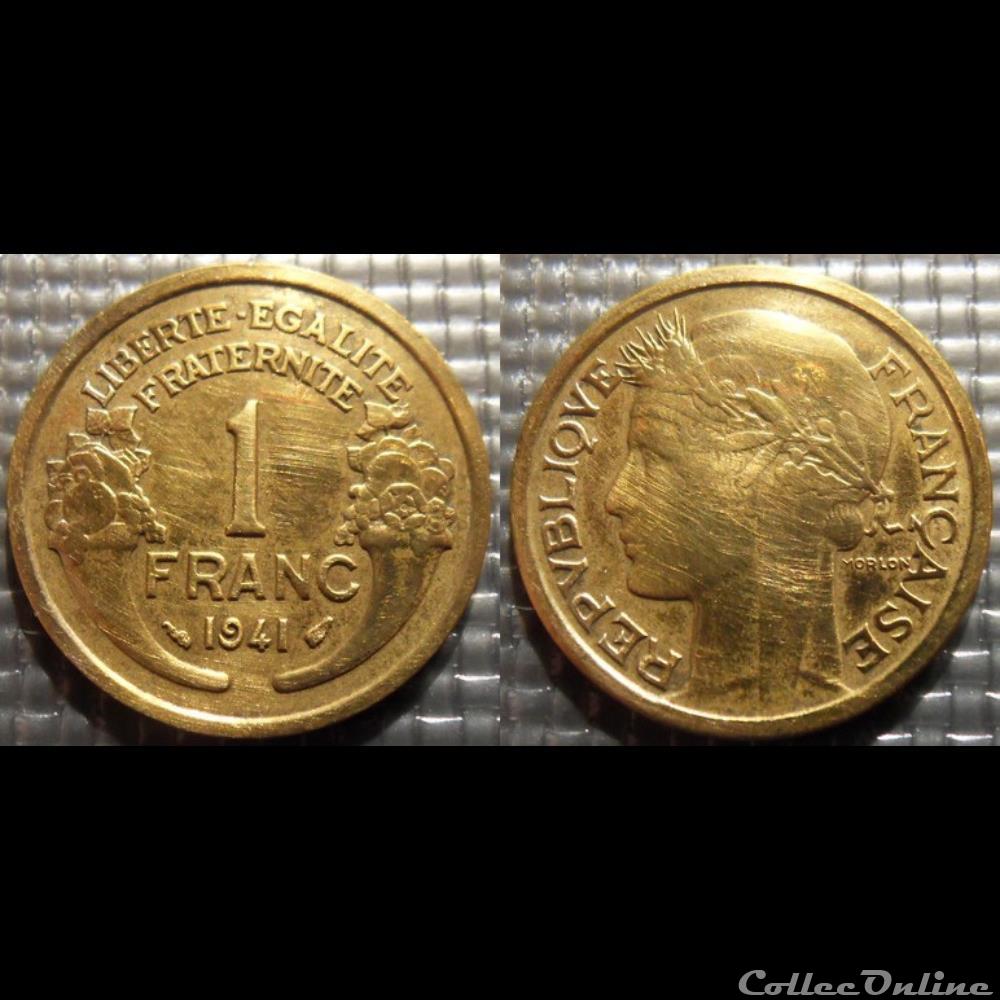 Hc 1 franc Morlon 1941 23mm 4g monnaie france moderne hc 1 franc morlon 1941 23mm 4g