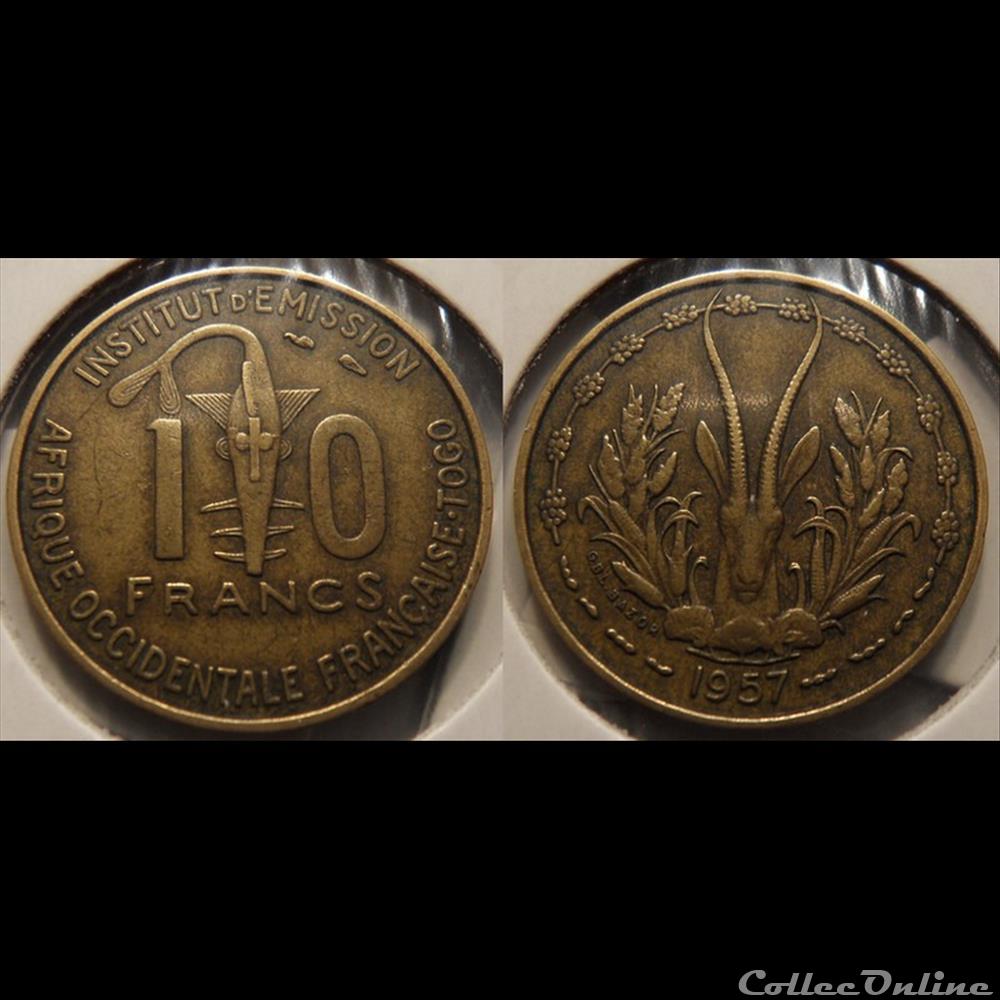 Afrique Occidentale Française-Togo 10 francs 1957 monnaie france colony afrique occidentale francaise togo 10 francs 1957