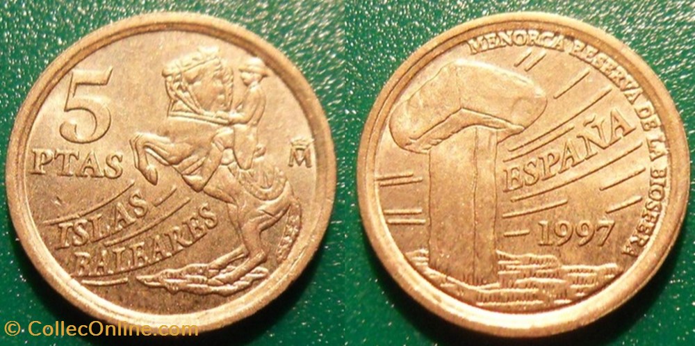 5 Pesetas 1997 Iles Baléares monnaie monde espagne 5 pesetas 1997 iles baleares