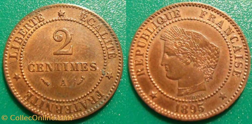 J-Troisième République 2 Centimes Céres 1895 A monnaies france modernes j troisieme republique 2 centimes ceres 1895 a