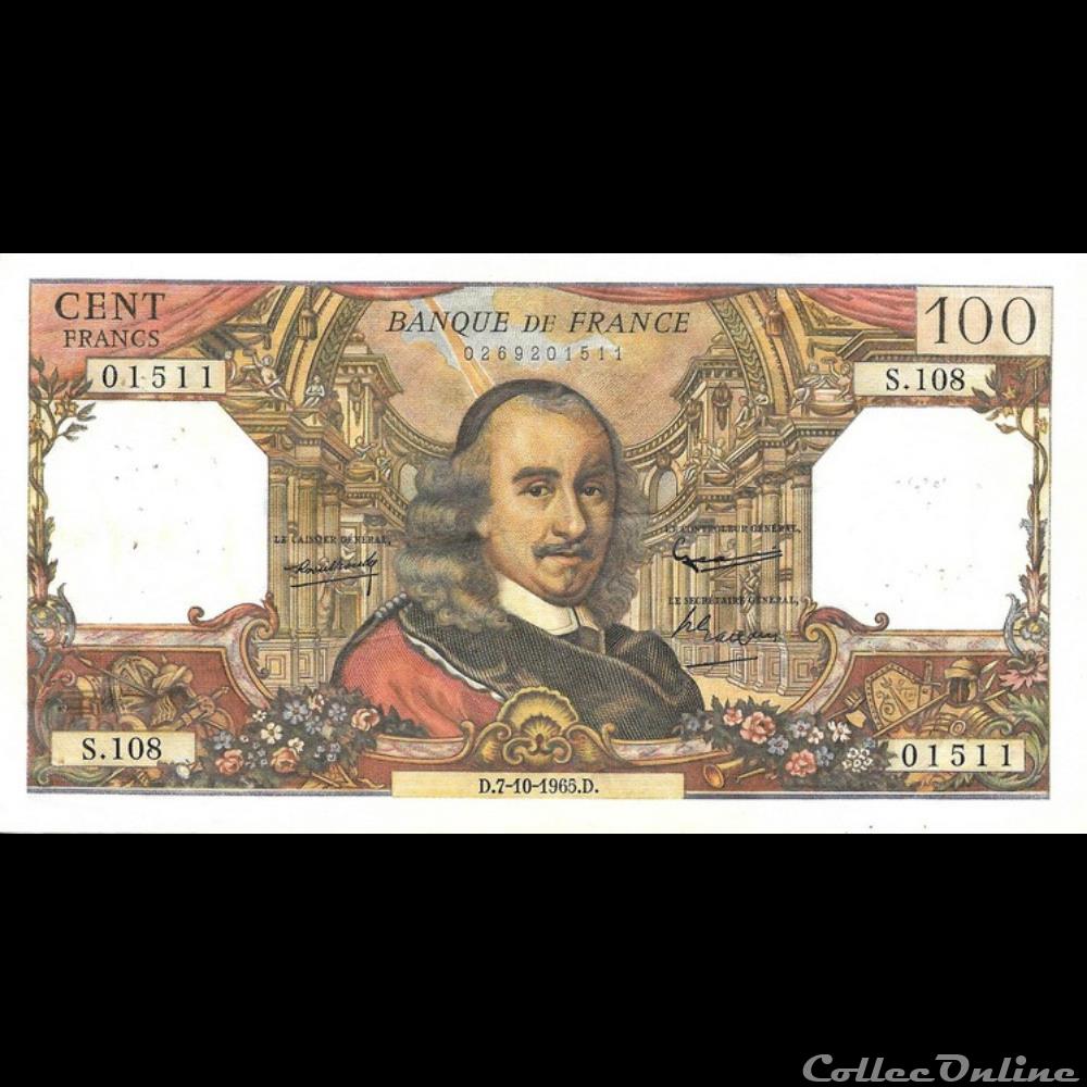 billet france banque de xxe 100 francs corneille