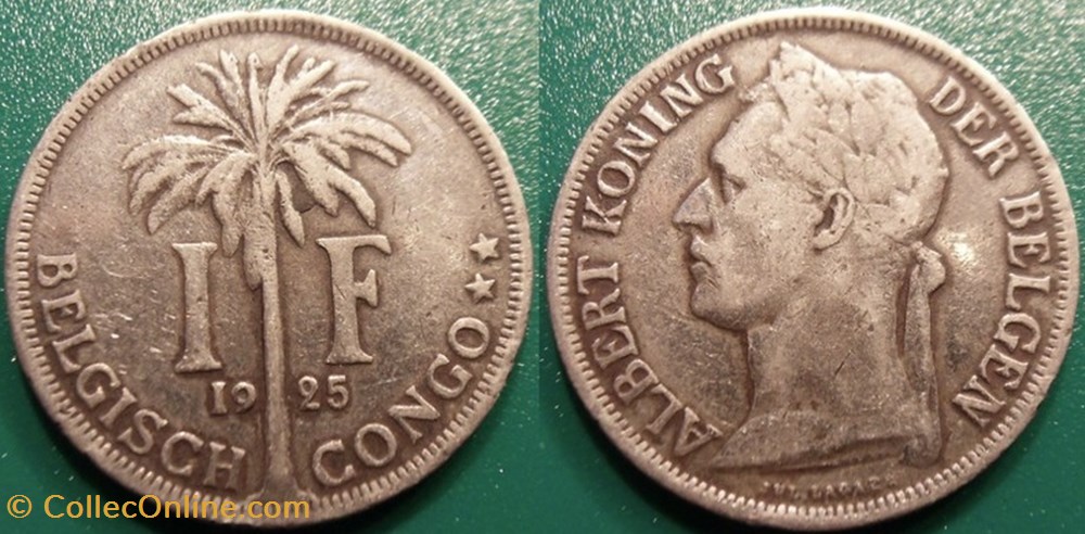 1 Franc 1925 (Belgisch Congo) monnaie monde 1 franc 1925 belgisch congo