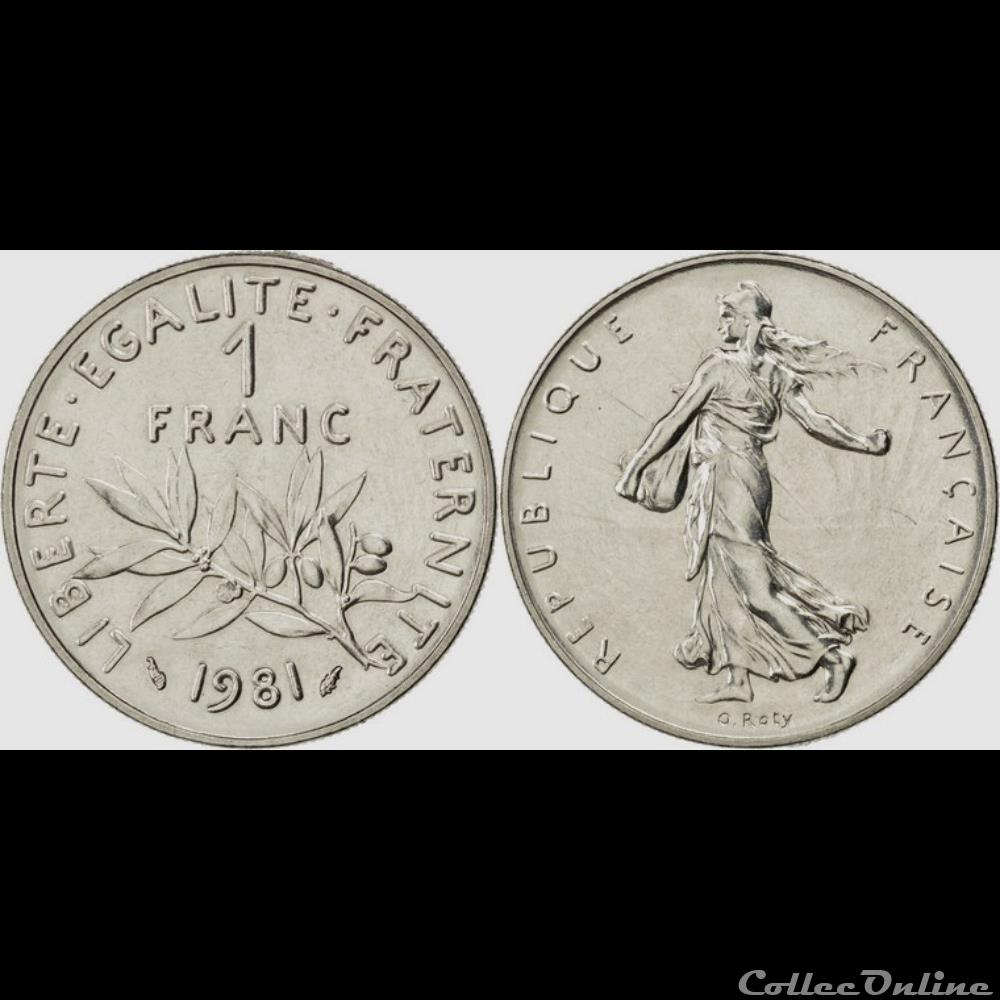 Hg 1 franc semeuse 1981 24mm 6g monnaie france moderne hg 1 franc semeuse 1981 24mm 6g