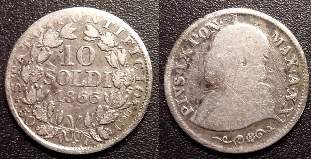 Vatican 10 Soldi 1866 R monnaies vatican 10 soldi 1866 r