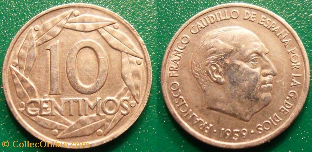 10 Centimos 1959 monnaie monde espagne 10 centimos 1959