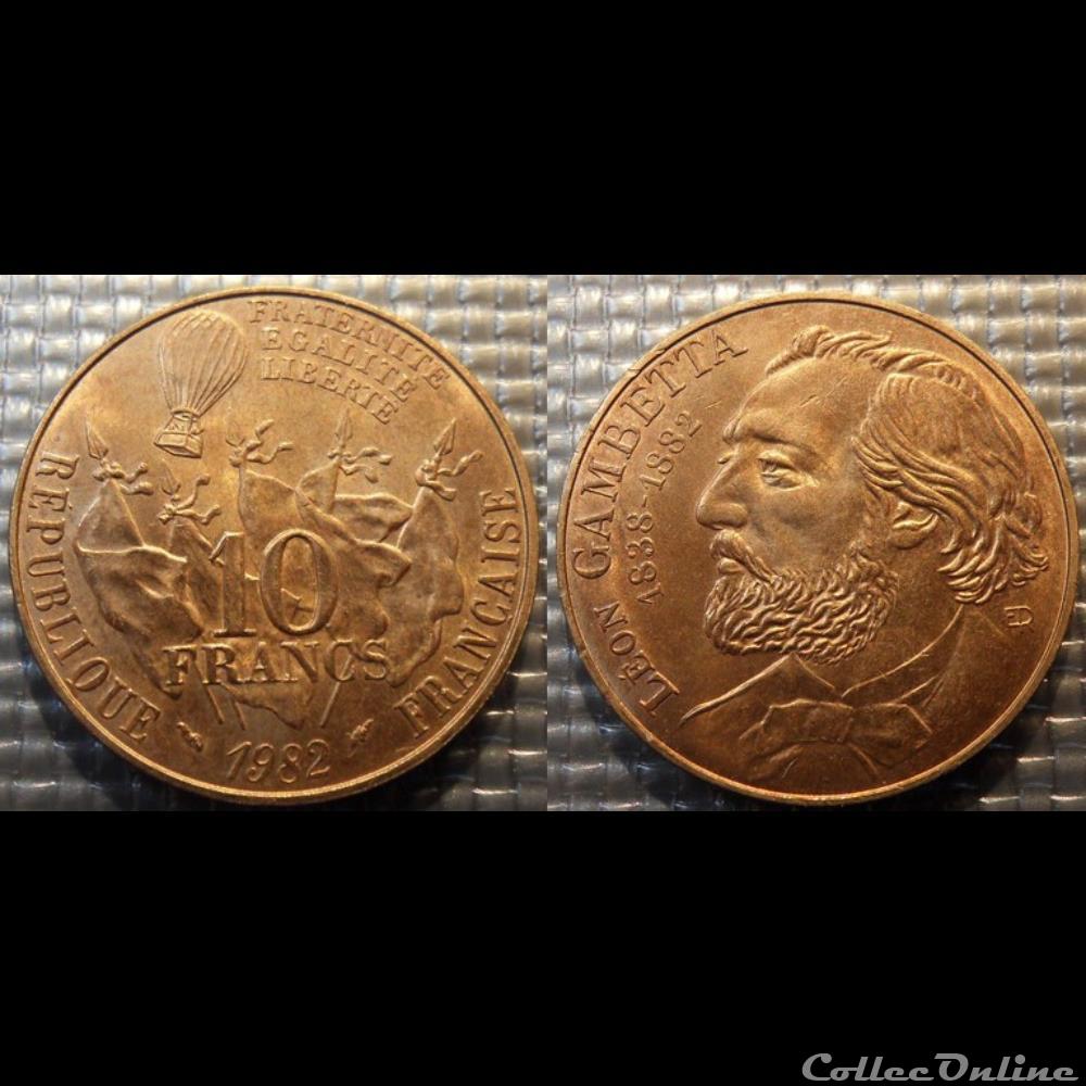 monnaie france moderne lh 10 francs gambetta 1982 26mm 10g