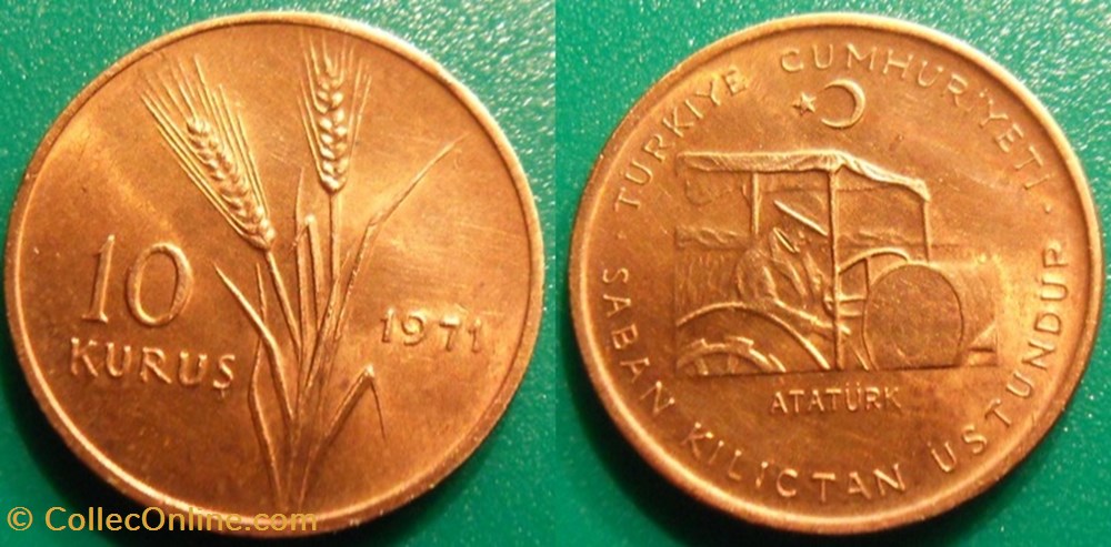 10 Kurus 1971 monnaie monde turquie 10 kurus 1971