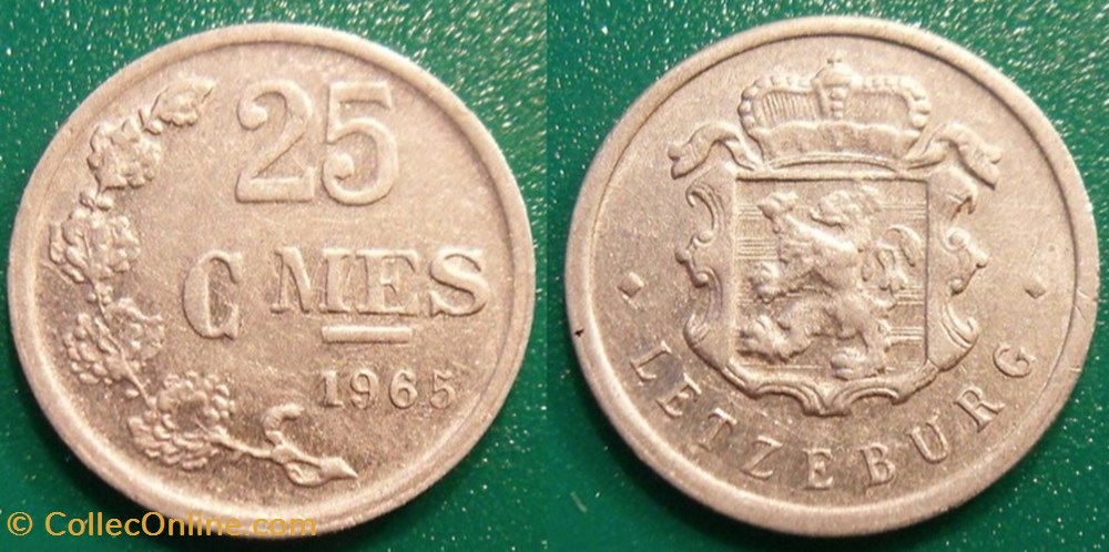 25 Centimes 1965 monnaie monde luxembourg 25 centimes 1965