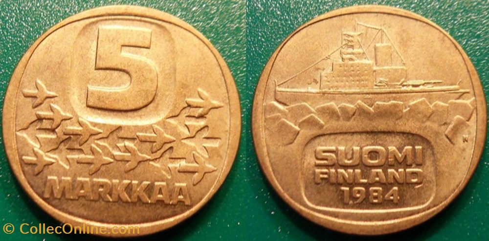 5 Markkaa 1984 monnaie monde finlande 5 markkaa 1984