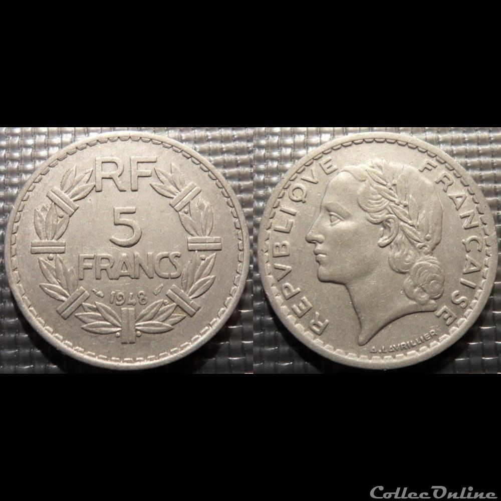 Ke 5 francs Lavrillier 1948 31mm 3.5g monnaie france moderne ke 5 francs lavrillier 1948 31mm 3 5g