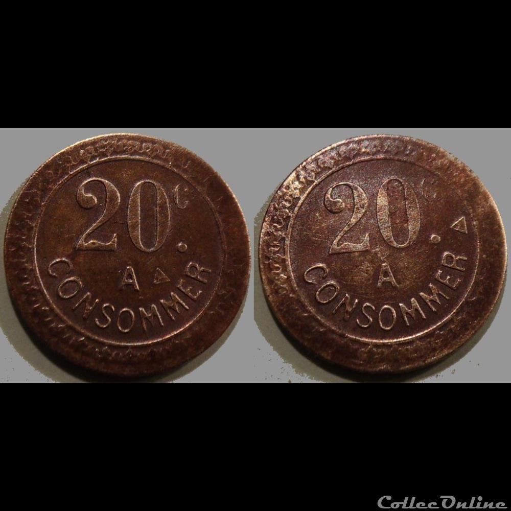 f- Jeton à consommer 20 C. monnaie mereaux f jeton a consommer 20 c