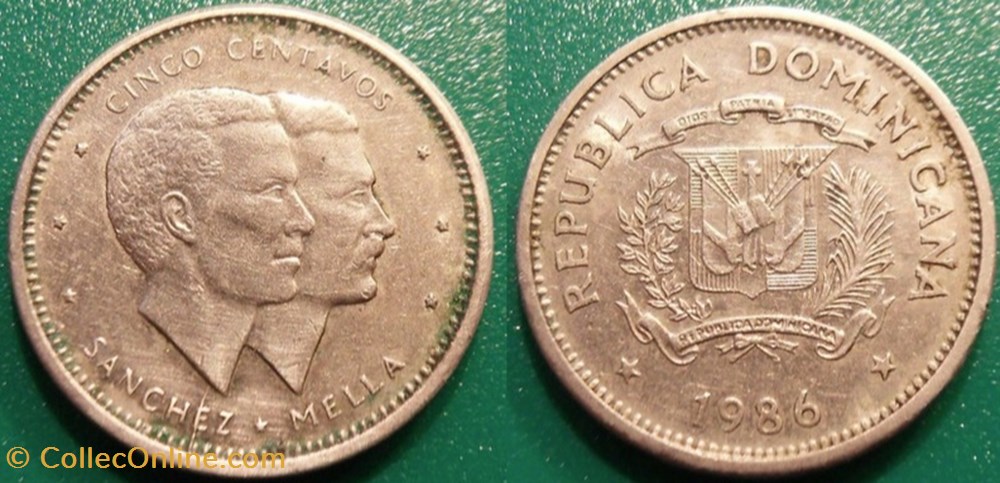 5 Centavos 1986 monnaie monde republique dominicaine 5 centavos 1986