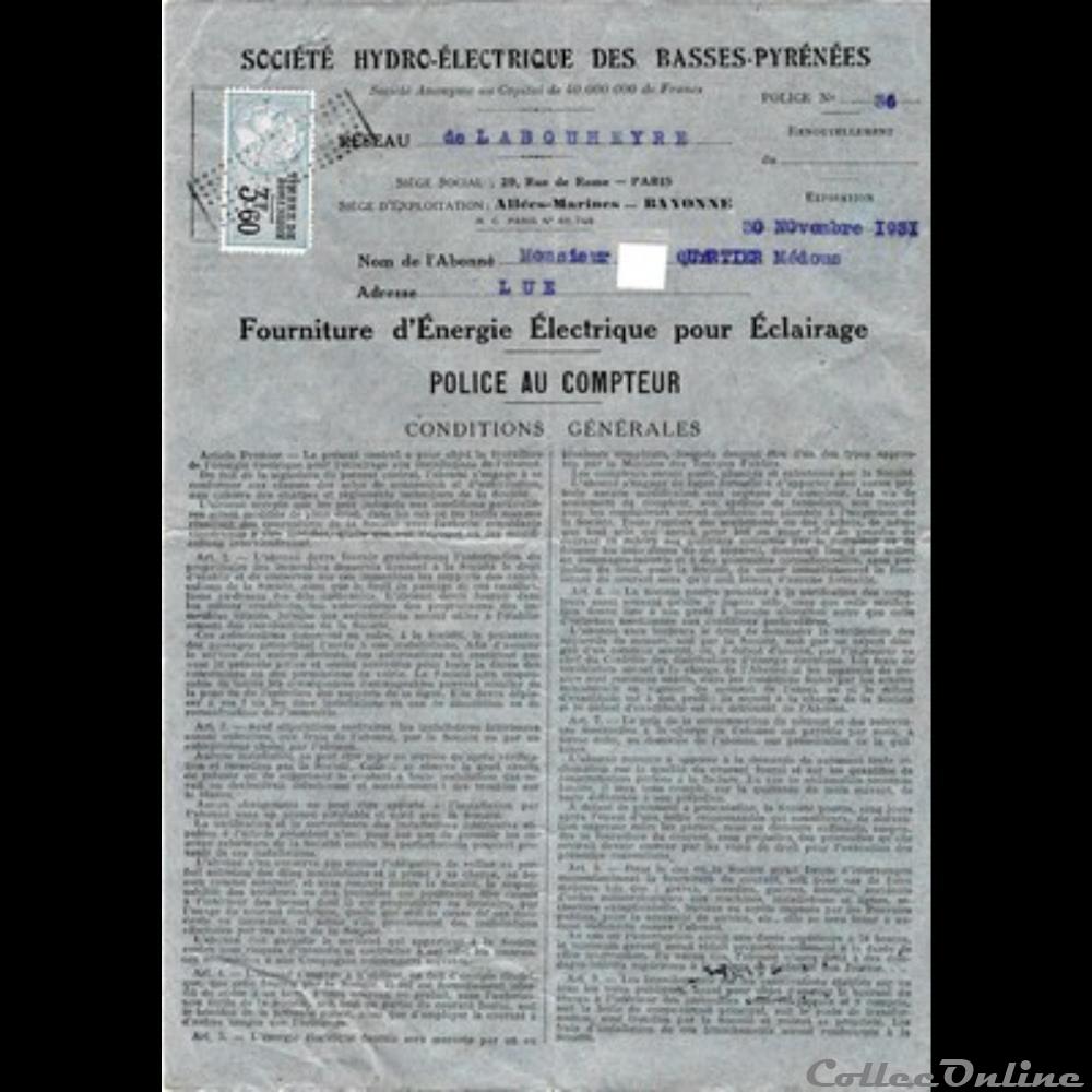 Vieux papiers: Labouheyre Police au compteur 1931 autre vieux papiers labouheyre police au compteur 1931