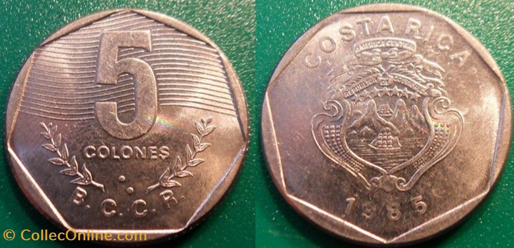 monnaie monde costum rica 5 colones 1987