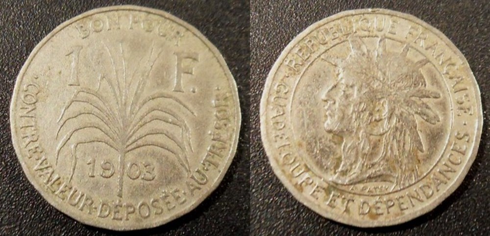 Guadeloupe et Dépendances 1 Franc 1903 monnaies colonies francaises guadeloupe et dependances 1 franc 1903