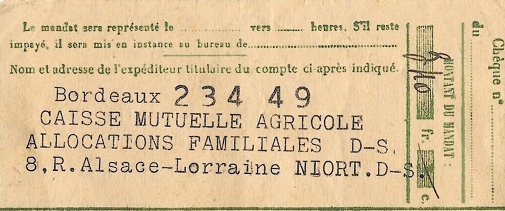 Bordeaux Caisse Mutuelle Agricole 1944 documents anciens affiches bordeaux caisse mutuelle agricole 1944