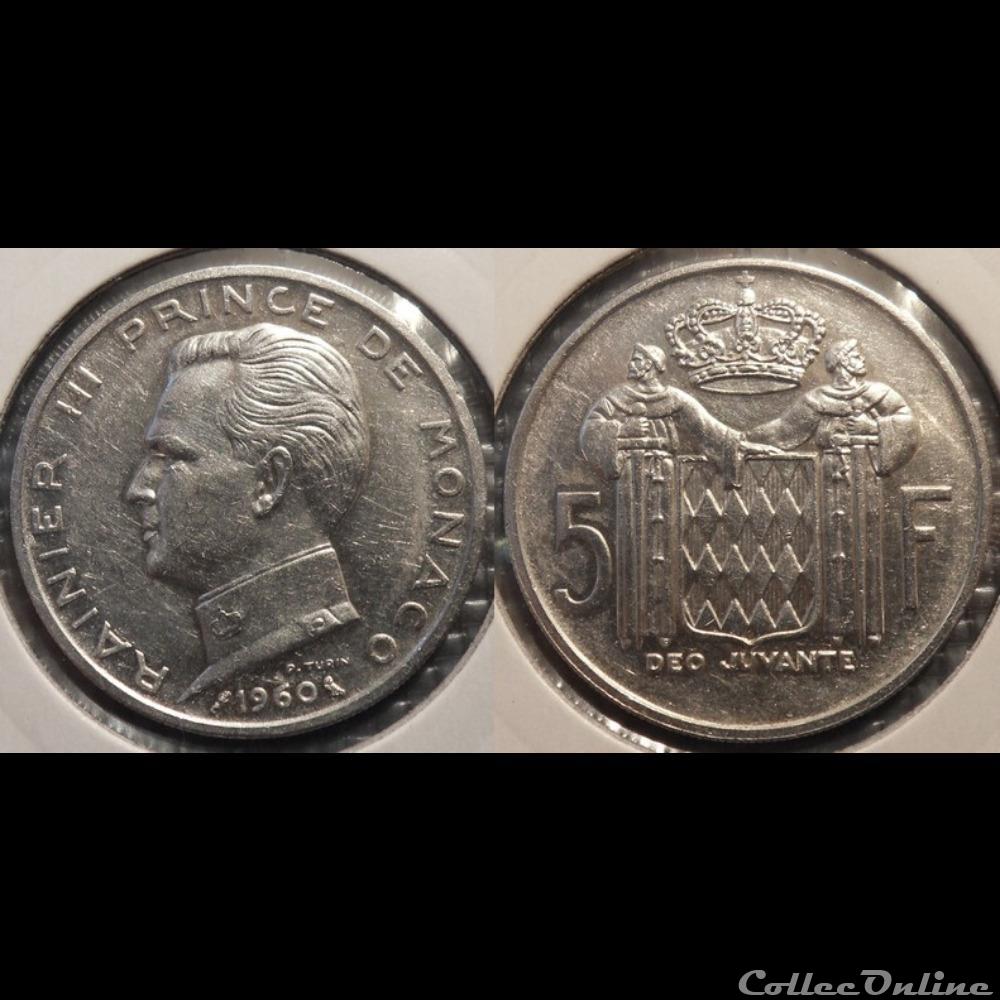 Monaco 5 francs 1960 Rainier III monnaie monde moderne monaco 5 francs 1960 rainier iii