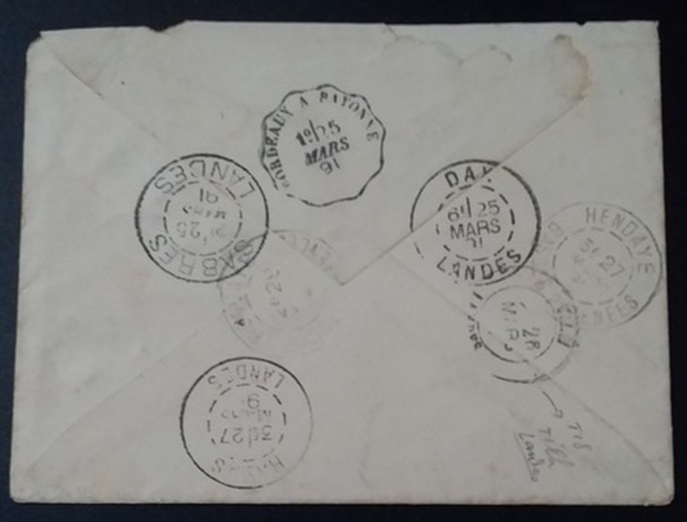 Vieux papiers: enveloppe oblitération envoi Trensacq divers vieux papiers enveloppe obliteration envoi trensacq