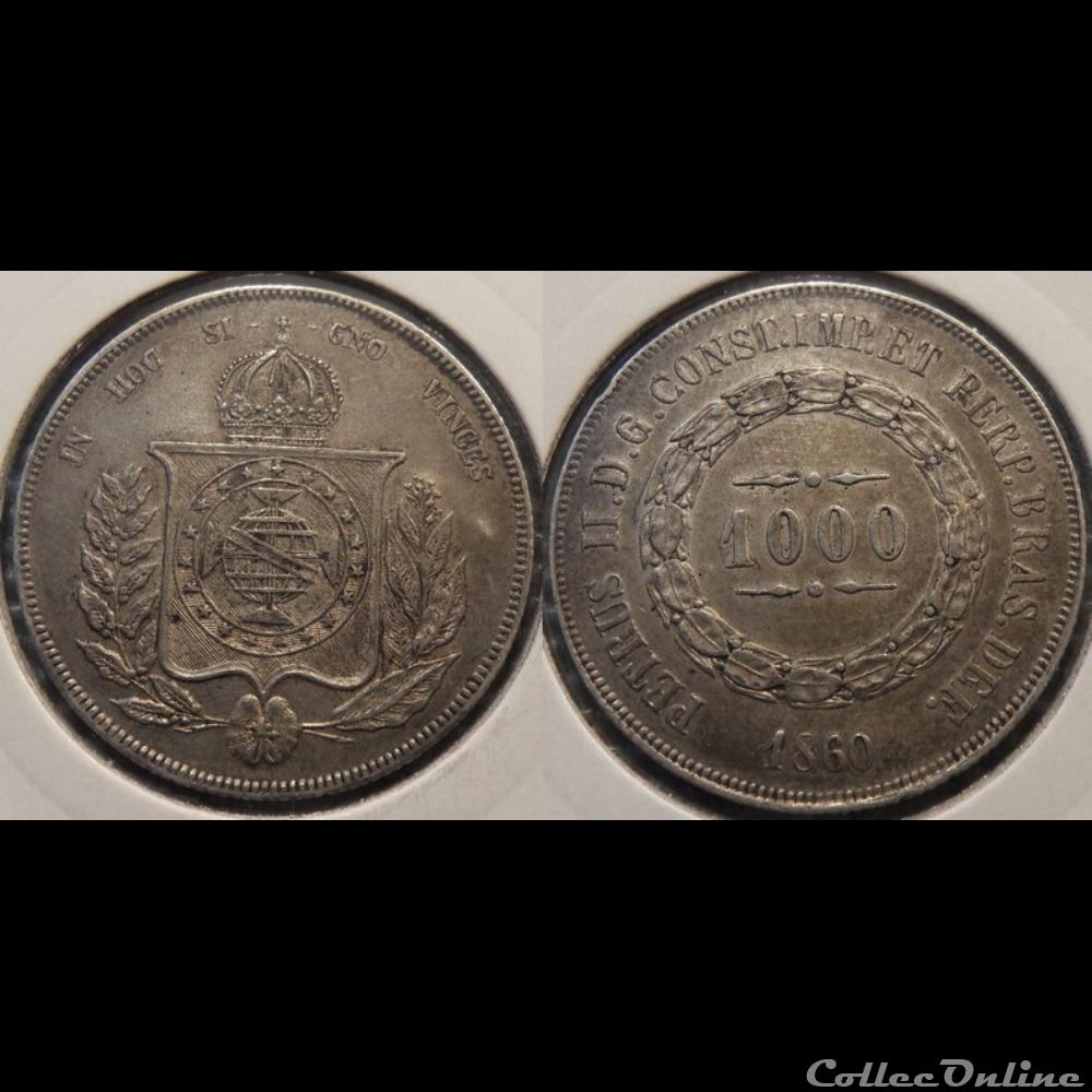 monnaie antique romaine bresil 1000 reis 1860