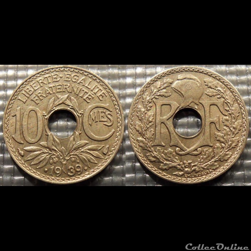 Dd 10 centimes EM Lindauer .1939. 21mm 3g monnaie france moderne dd 10 centimes em lindauer 1939 21mm 3g