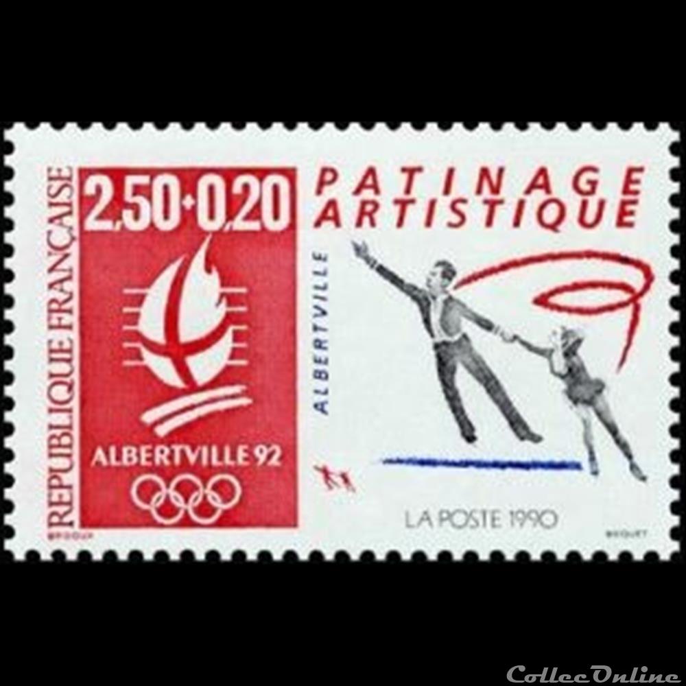 1992 Alberville 92 Jeux Olympiques d'hiver timbre france assignat 1992 alberville 92 jeux olympiques hiver