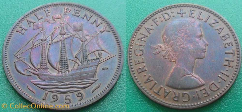 monnaie monde royaume uni 1 2 penny 1959