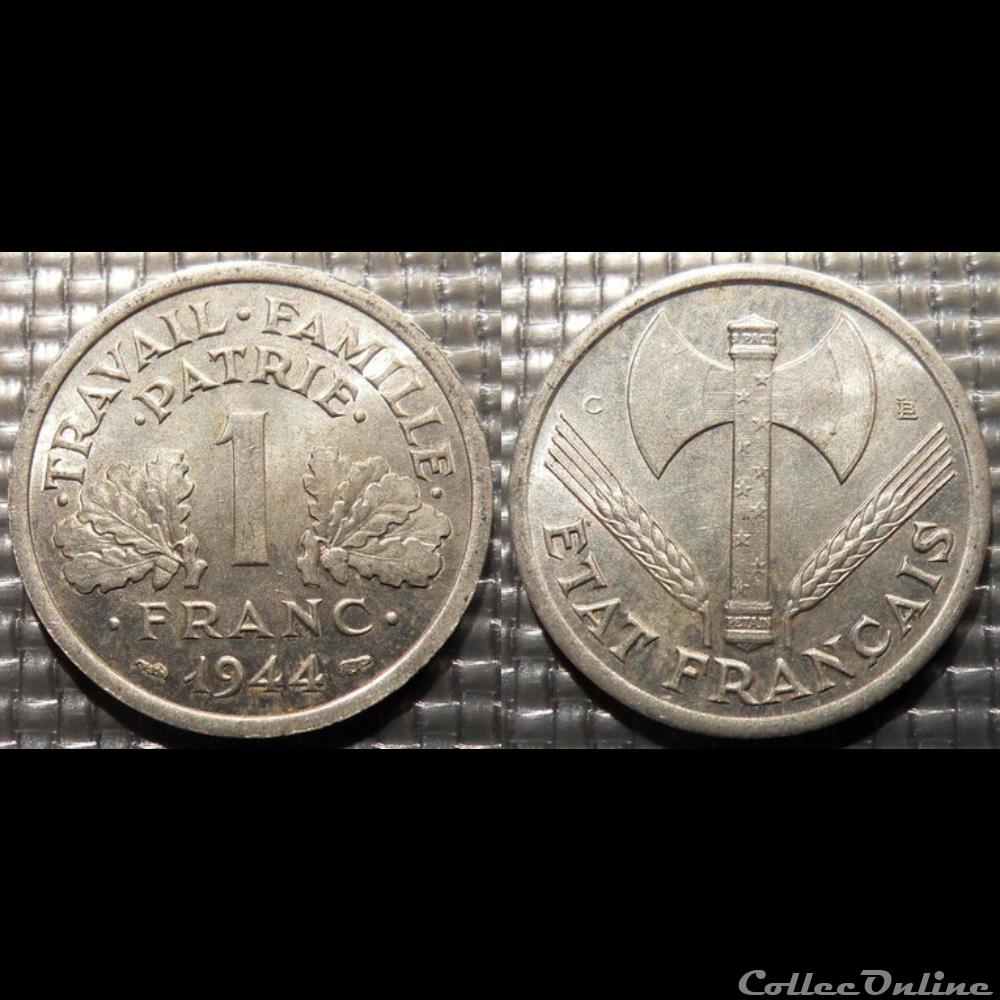 monnaie france moderne he 1 franc bazor 1944 c 1 3g poids faible 1 6g poids fort