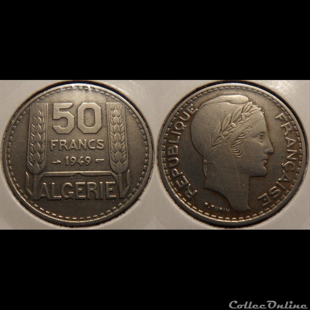monnaie france colony algerie republique francaise 50 francs 1949