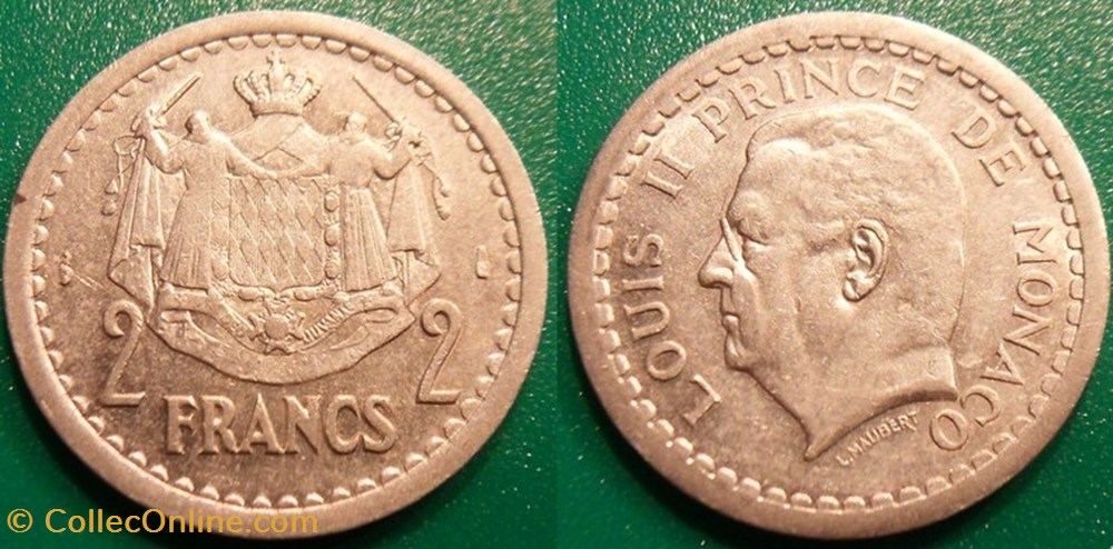 2 Francs (1943) Louis II monnaie monde monaco 2 francs 1943 louis ii