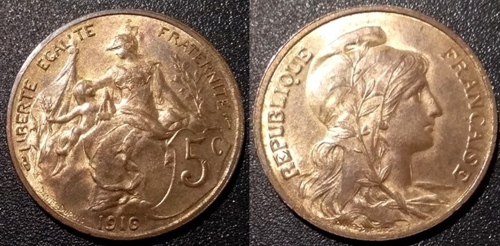 Ca 5 centimes Dupuis 1916 monnaies monde france ca 5 centimes dupuis 1916
