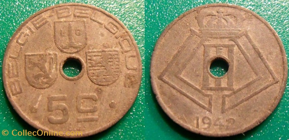 5 Centimes 1942 Belgie-Belgique monnaie monde 5 centimes 1942 belgie belgique