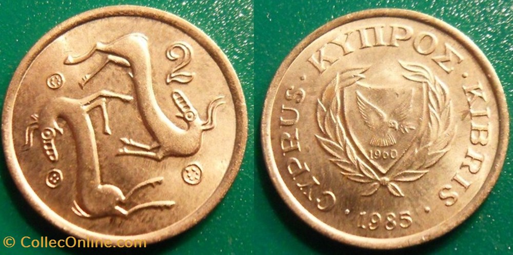 2 Cents 1985 monnaie monde chypre 2 cents 1985