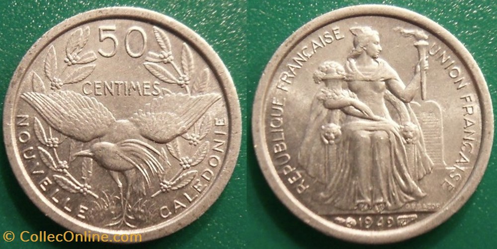 Nouvelle Calédonie Union Française 50 centimes 1949 monnaies france colonies nouvelle caledonie union francaise 50 centimes 1949